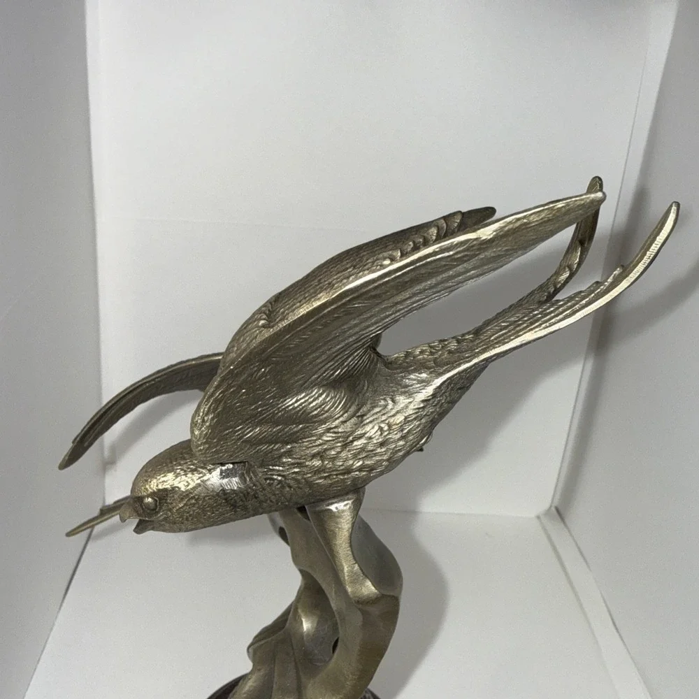 1976 Barn Swallows Irving Burgues Birds Pewter Sculpture Signed Wood Base #1616
